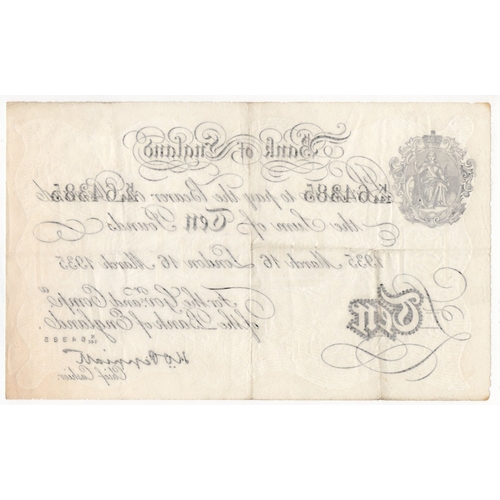 249 - Peppiatt BERNHARD note, 10 Pounds dated 16th March 1935, serial K/144 64385, London issue (B242 for ... 