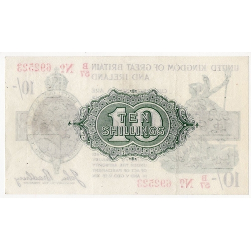 25 - Bradbury 10 Shillings (T20) issued 1918, red serial B/57 692523, No. with dash (T20, Pick350b) origi... 