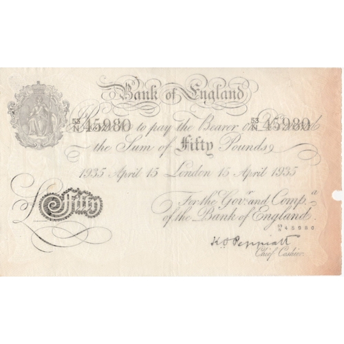 253 - Peppiatt BERNHARD note, 50 Pounds dated 15th April 1935 serial 53/N 45980 (B244 for type) Bernhard W... 