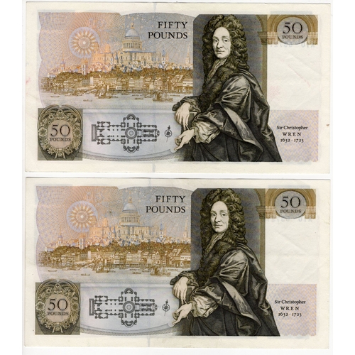 269 - Somerset 50 Pounds (B352) issued 1981 (2), a consecutively numbered pair of 'A' PREFIX notes just on... 