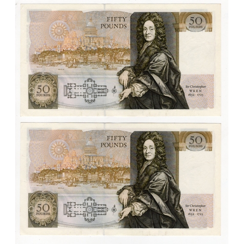 270 - Somerset 50 Pounds (B352) issued 1981 (2), a consecutively numbered pair of 'No. 1' prefix notes, se... 