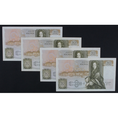 272 - Somerset 50 Pounds (B352) issued 1981 (4), a group of different prefixes, A02, A03, A04, A05 (B352, ... 