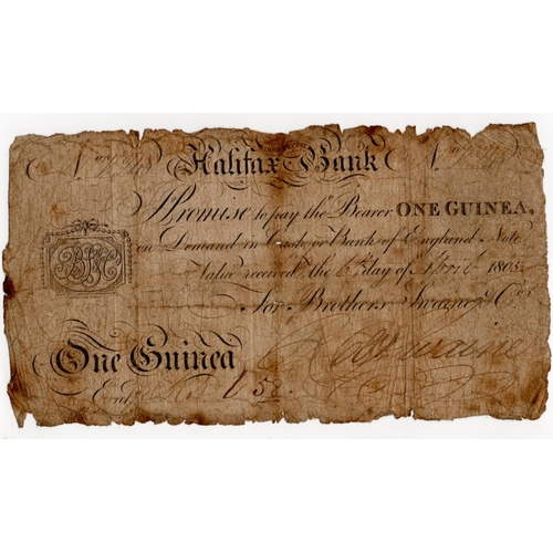 275 - Halifax Bank 1 Guinea dated April 1803, serial No. V248 for Brothers Swaine & Co. (Outing875a) pinho... 