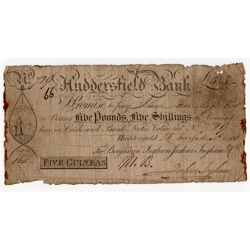 278 - Huddersfield Commercial Bank 5 Guineas dated 1810, serial No. 729 for Benjamin Ingham & Joshua Ingha... 