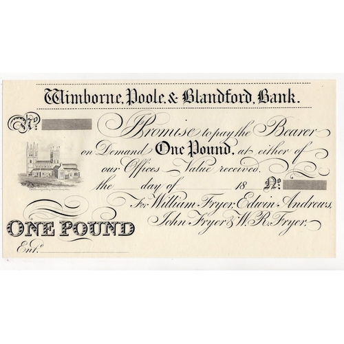 292 - Wimborne, Poole & Blandford Bank 1 Pound modern reprint dated 18xx, produced from the original plate... 