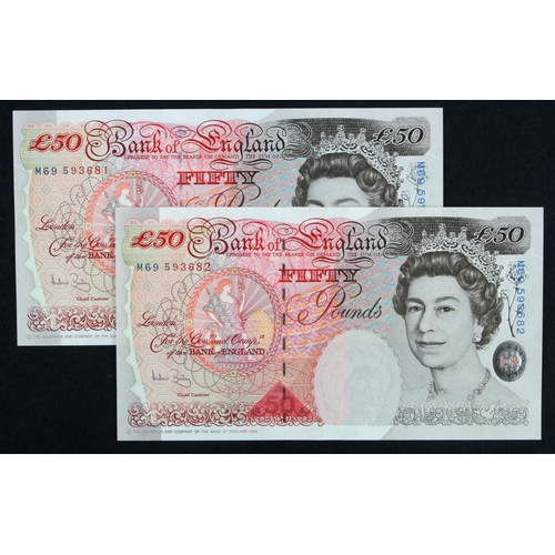 41 - Bailey 50 Pounds (B404) issued 2006 (2), a consecutively numbered pair, serial M69 593681 & M69 5936... 