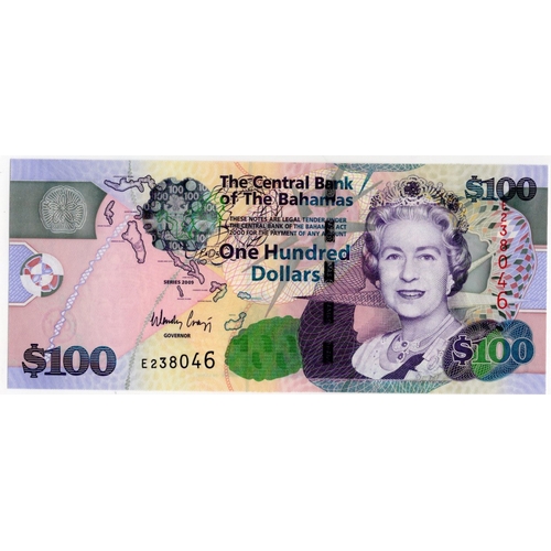 515 - Bahamas 100 Dollars dated 2009, Queen Elizabeth II portrait at right, signed W. Craigg, serial E2380... 