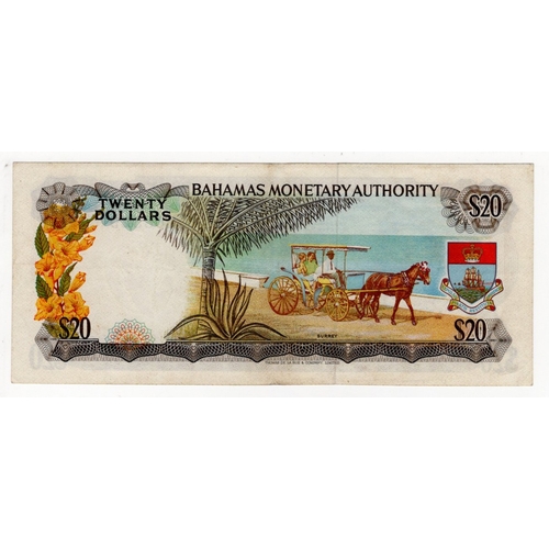 516 - Bahamas 20 Dollars dated 1968, signed Hammond & Donaldson, serial C268529 (BNB B206a, Pick31a) VF+