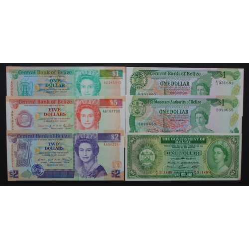 538 - Belize (6), 1 Dollar dated 1976, 1 Dollar dated 1980, 1 Dollar dated 1986, 1 Dollar dated 1990, 2 Do... 