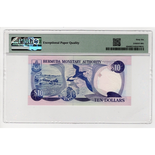 544 - Bermuda 10 Dollars dated 15th March 1996, serial B/2 100773 (BNB B216b, Pick42b) in PMG holder grade... 