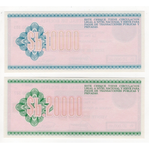 547 - Bolivia (2), 10000 Bolivianos and 20000 Bolivianos dated 20th June 1984 Second Series, Series A (BNB... 