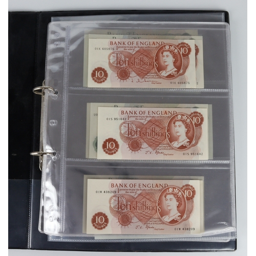 56 - Bank of England (21), a group of 1 Pounds and 10 Shillings in Hendon album, ALL with '01' prefixes, ... 