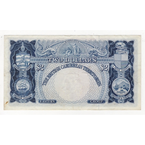 563 - British Caribbean Territories 2 Dollars dated 2nd January 1961, portrait Queen Elizabeth II at right... 