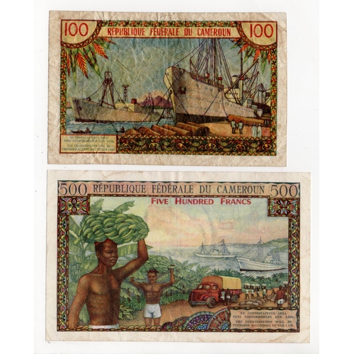 576 - Cameroun (2), 500 Francs issued 1962 serial S.10 61396 (BNB B305b, Pick11) edge nick in top border, ... 