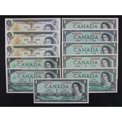 580 - Canada (11), 1 Dollar dated 1954 (6), 4 different signature varieties (BNB B337a & b, B338 a - d, Pi... 