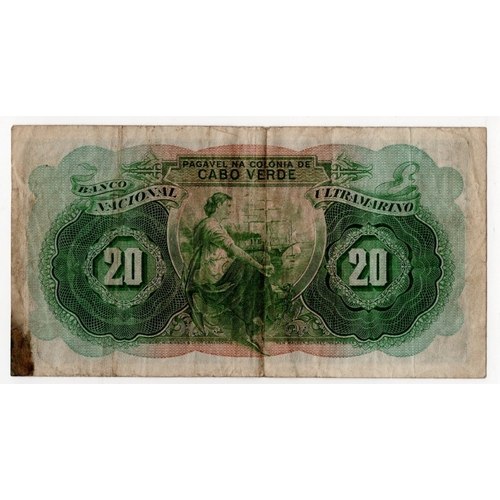 588 - Cape Verde 20 Escudos dated 16th November 1945, serial no. 242133 (Pick43a) ink stain bottom right, ... 