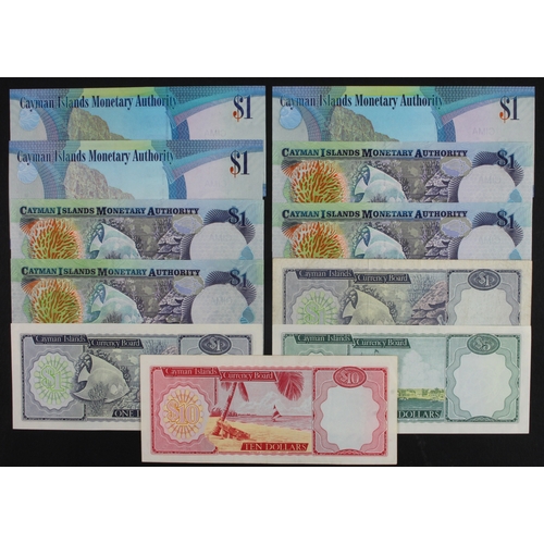 589 - Cayman Islands (11), 1 Dollar Law 1971 (2) includng a REPLACEMENT note 'Z/1' prefix, about Uncircula... 