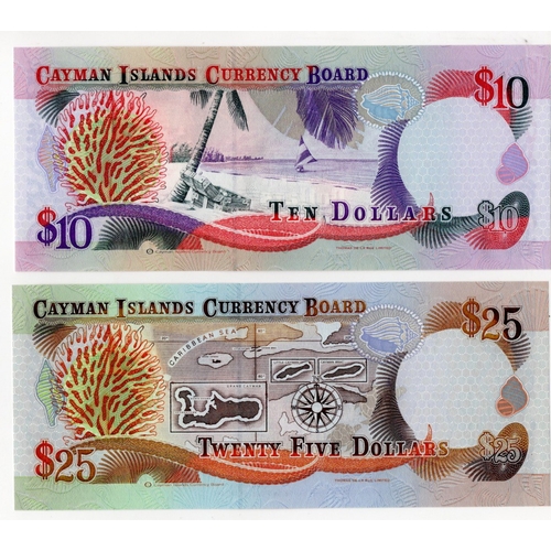 590 - Cayman Islands (2), 25 Dollars dated 1996, serial B/1 601411 (BNB B119a, Pick19), 10 Dollars dated 1... 