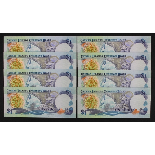 592 - Cayman Islands 1 Dollar (8) dated 1996, a consecutively numbered run, serial B/2 316092 - B/2 316099... 