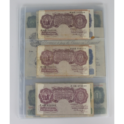 60 - Bank of England (23), a collection in album pages, Peppiatt 10 Shillings (3) and 1 Pound (2) 1940 Wa... 