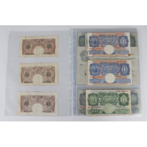 60 - Bank of England (23), a collection in album pages, Peppiatt 10 Shillings (3) and 1 Pound (2) 1940 Wa... 