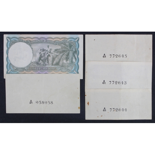 600 - Ceylon (5), a group of King George VI portrait notes, 1 Rupee dated 1942, 50 Cents dated 1942, 10 Ce... 