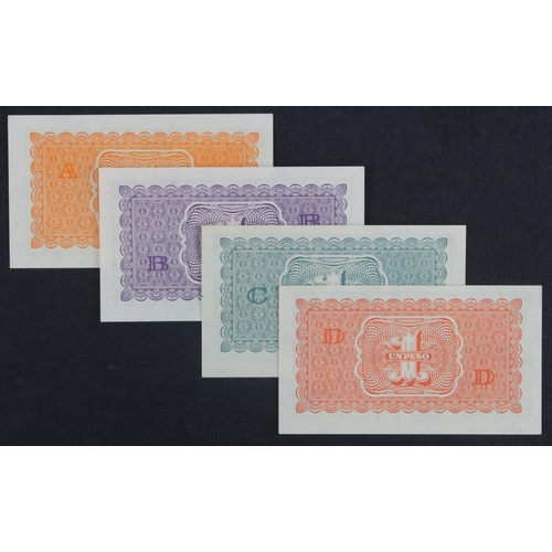 606 - Chile 1 Peso (4), dated 3rd March 1943, 4 different series letters each with a different colour on r... 