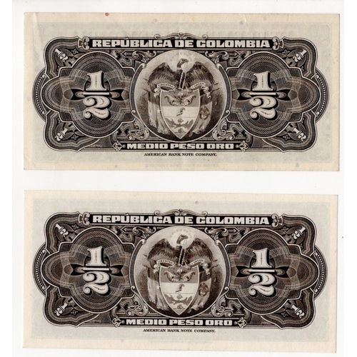 641 - Colombia (2), 1/2 Peso Oro dated 18th February 1953, serial C9190714 (Pick345b) Uncirculated, 1/2 Pe... 