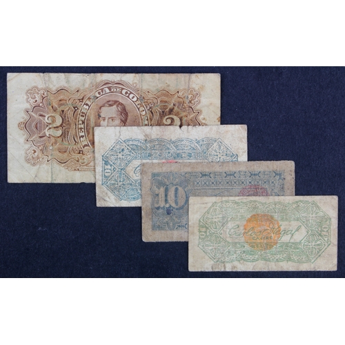 647 - Colombia (4), 2 Pesos dated April 1904, 10 Centavos dated 2nd January 1893, 10 Centavos dated 2nd Ja... 