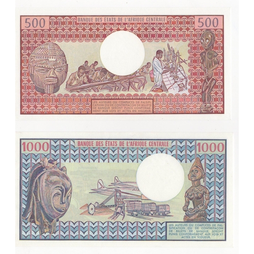 653 - Congo Republic (2), 500 Francs dated 1984, serial G.5 33303 (BNB B201g, Pick2d) Uncirculated, 1000 F... 