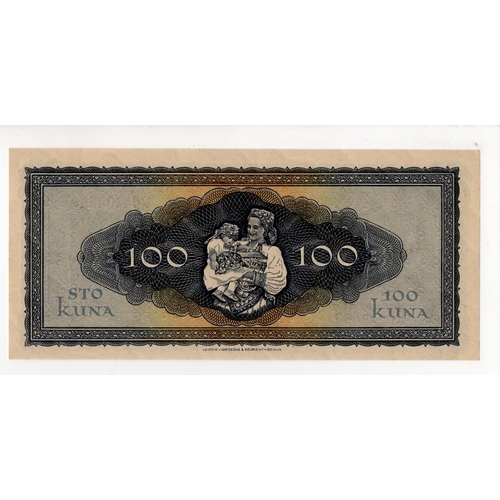 663 - Croatia 100 Kuna dated 1st September 1943, serial R0410834 (BNB B201a, Pick11a) Uncirculated