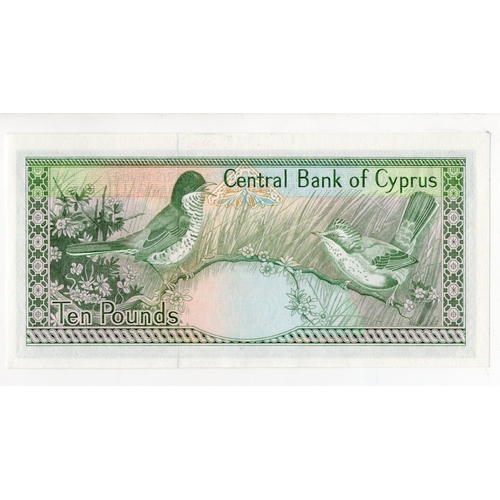 669 - Cyprus 10 Pounds dated 1st April 1987, FIRST prefix with VERY LOW number, serial T000027 (BNB B315a,... 