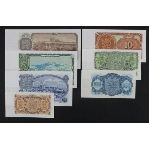 687 - Czechoslovakia (7), 1 Koruna, 3 Koruny, 5 Korun, 10 Korun, 25 Korun, 50 Korun, 100 Korun all dated 1... 