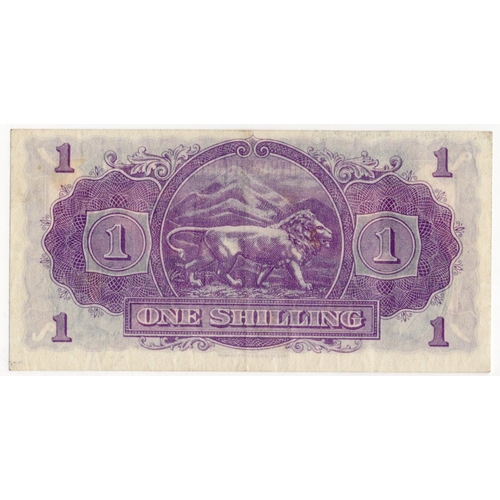 701 - East African Currency Board 1 Shilling dated 1st January 1943, serial A/58 17407, portrait King Geor... 