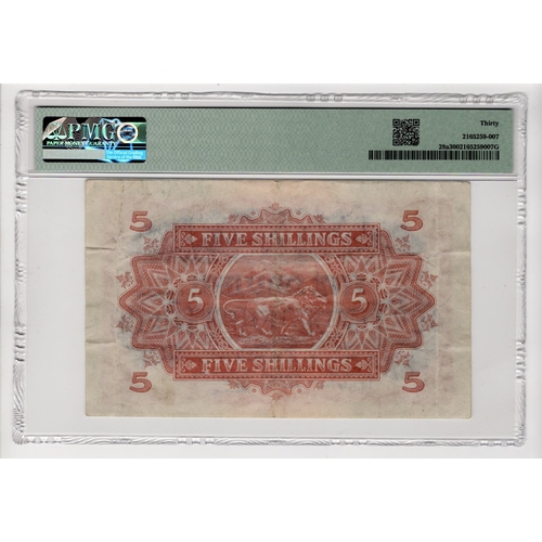 705 - East African Currency Board 5 Shillings dated 1st July 1941, King George VI portrait, serial B/26 18... 