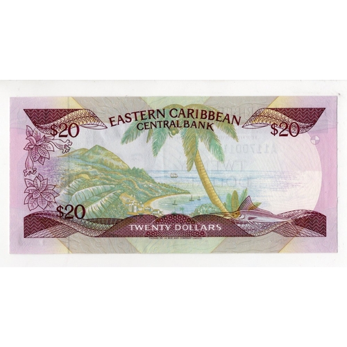 710 - East Caribbean 20 Dollars issued 1988 - 1993, Anguilla issue with 'U' suffix, serial A117001U (BNB B... 