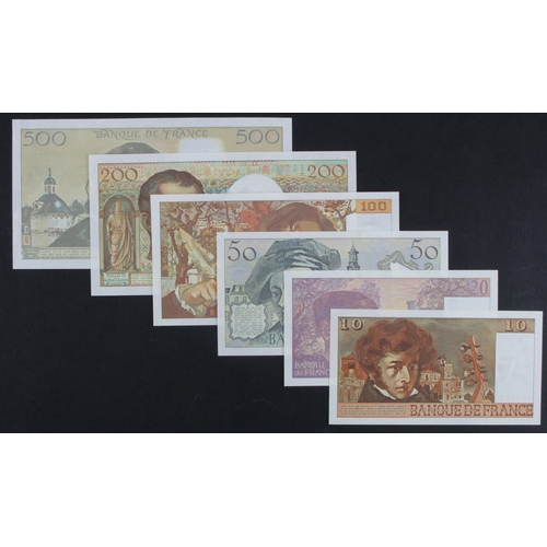 757 - France (6), 500 Francs 1989, 200 Francs 1990, 100 Francs 1987, 50 Francs 1988, 20 Francs 1987, 10 Fr... 