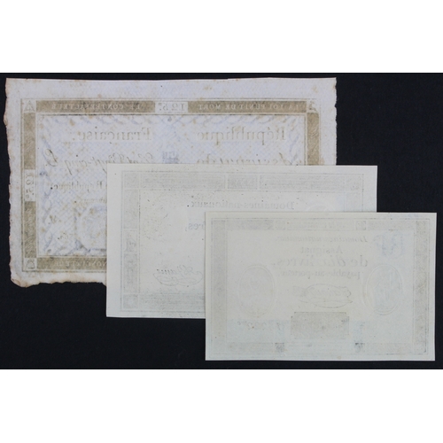 771 - France Assignats (3), 125 Livres dated 1793 series 2645 no. 764 (PickA74), 25 Livres dated 1793 seri... 