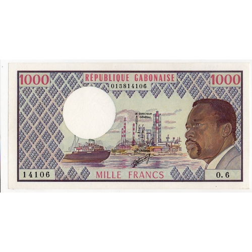 785 - Gabon 1000 Francs issued 1978, serial O.6 14106 (BNB B202c, Pick3c) very light handling, about Uncir... 