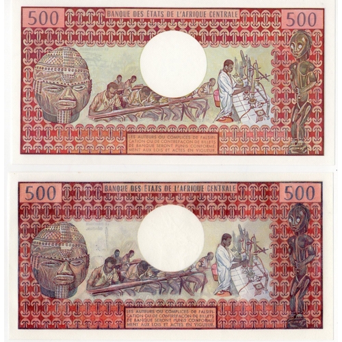 786 - Gabon 500 Francs (2) issued 1974 and 1978, serial S.2 13953 & N.3 40708 (BNB B201a & b, Pick2a & b) ... 