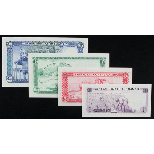 787 - Gambia (4), 10 Dalasis, 5 Dalasis and 1 Dalasi dated 1971 - 1987, 25 Dalasis issued 1987 - 1990 (BNB... 