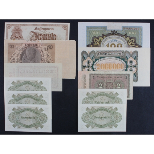 794 - Germany (11), 2 Reichsmark (5) issued 1940 - 1945 (PickR137A) Uncirculated, 20 Reichsmark dated 1945... 