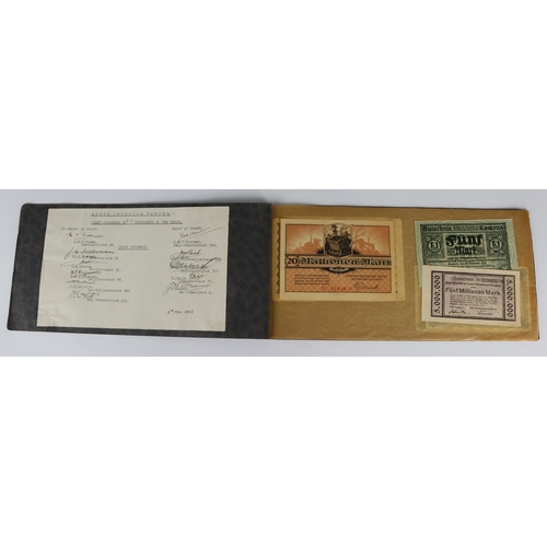 800 - Germany Notgeld (20), group in folder with a sheet of printed names and hand signatures of the Dutch... 