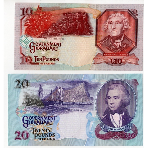 805 - Gibraltar (2), 20 Pounds serial AA067765 and 10 Pounds serial AA068725 both dated 1st July 1995 (BNB... 