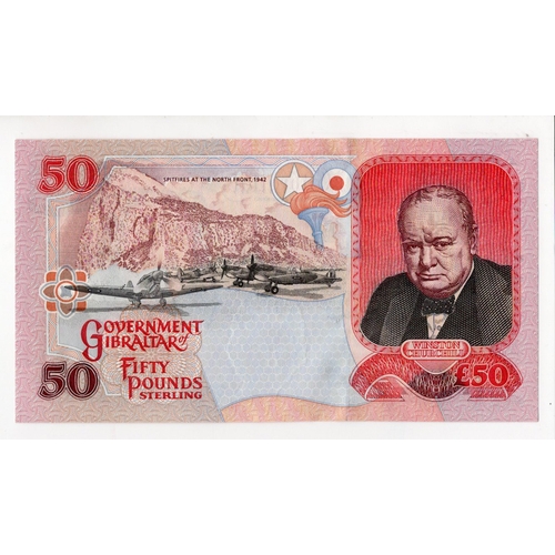 811 - Gibraltar 50 Pounds dated 1st July 1995, Winston Churchill on reverse, serial AA050001 (BNB B126a, P... 