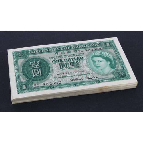 819 - Hong Kong 1 Dollar (63), dated 1st June 1956, portrait Queen Elizabeth II at right, many consecutive... 