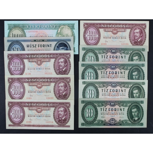 826 - Hungary (10), 1000 Forint dated 1983, 100 Forint (4) dated 1984 & 1992, 20 Forint dated 1957, 10 For... 