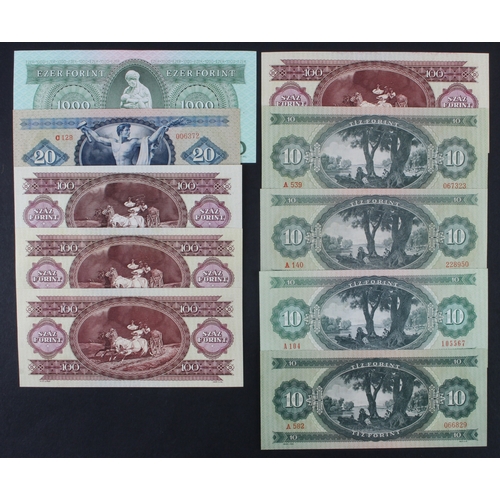 826 - Hungary (10), 1000 Forint dated 1983, 100 Forint (4) dated 1984 & 1992, 20 Forint dated 1957, 10 For... 