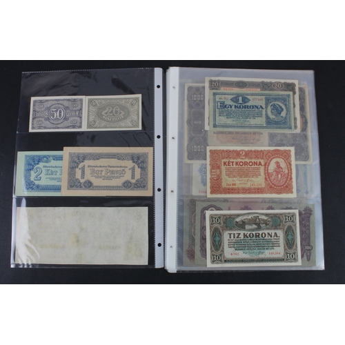 828 - Hungary (39), 20 & 50 Filler, 1 Korona, 2 Korona, 10 Korona, 20 Korona, 1000 Korona dated 1920, 1 an... 