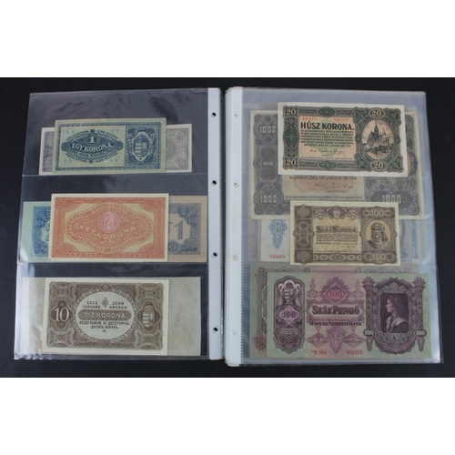 828 - Hungary (39), 20 & 50 Filler, 1 Korona, 2 Korona, 10 Korona, 20 Korona, 1000 Korona dated 1920, 1 an... 